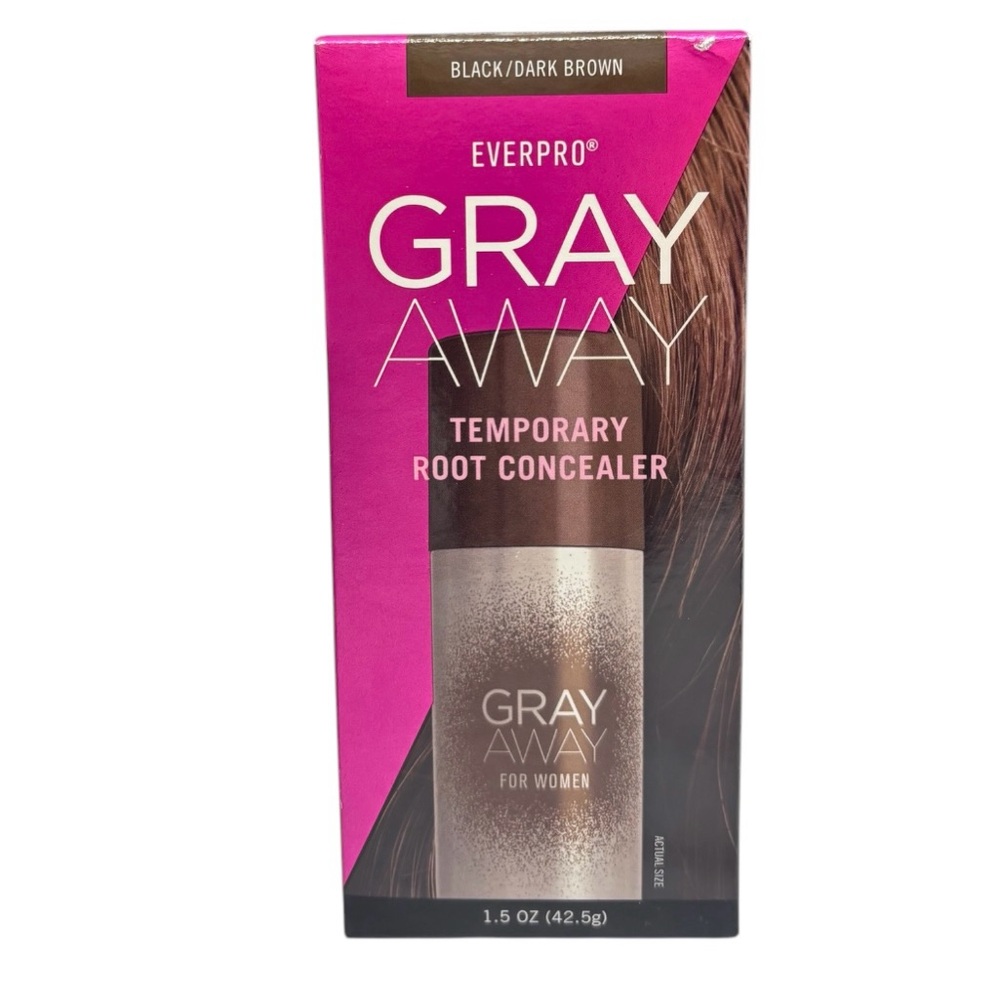 EVERPRO Gray Away Temporary Root Concealer for Women Black / Dark Brown NIB
